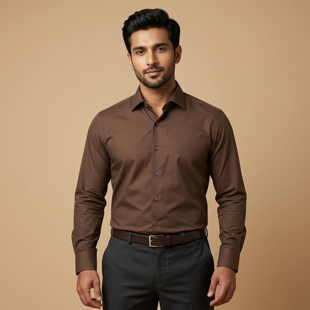 Mocha Truffle Brown Formal Shirt for Men