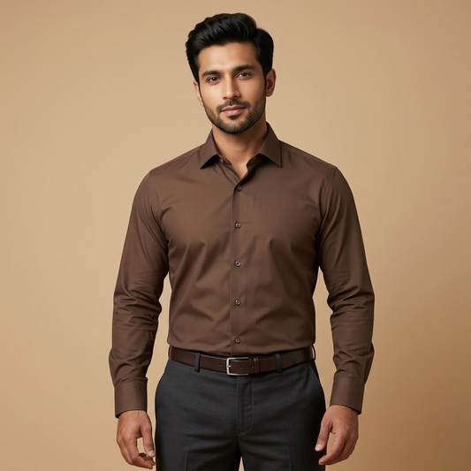 Mocha Truffle Brown Formal Shirt for Men