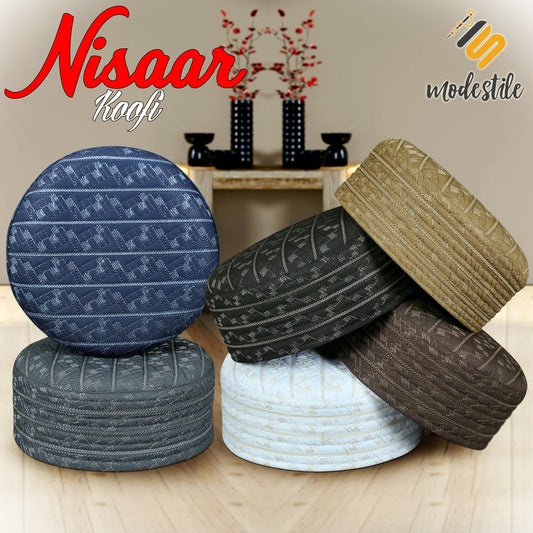 "Modestile Nisaar Embriodered Stylish Prayer Islamic Kufi Hat For Men's Traditional Headwear Modestile"