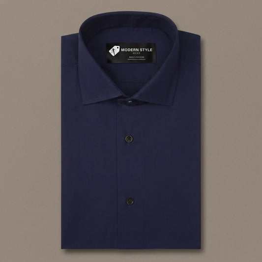 Classic Navy Blue Solid Formal Shirt for Men