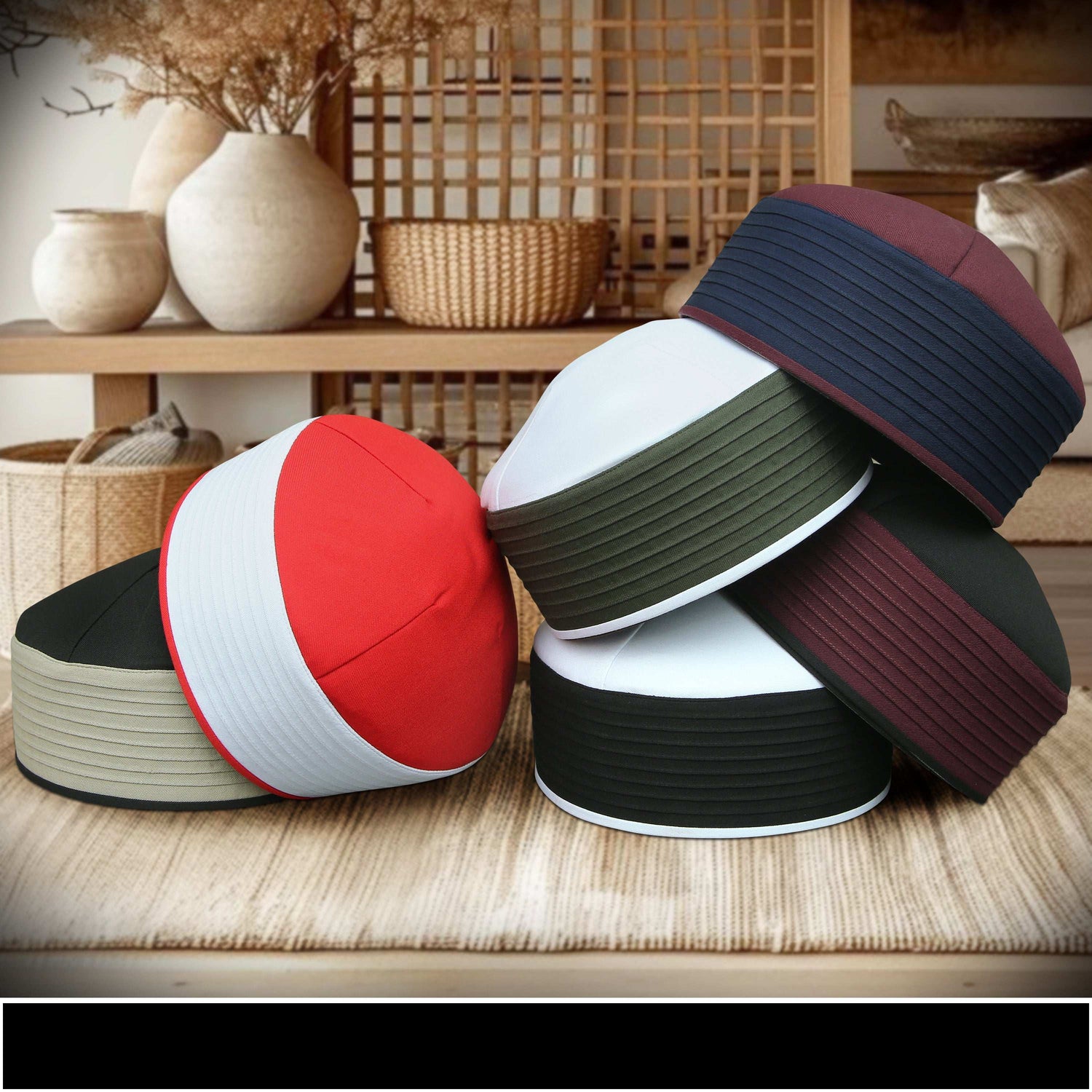 Husn E Mehfil Misri Kufi Cap ÛÒ Red Prayer Cap for Men