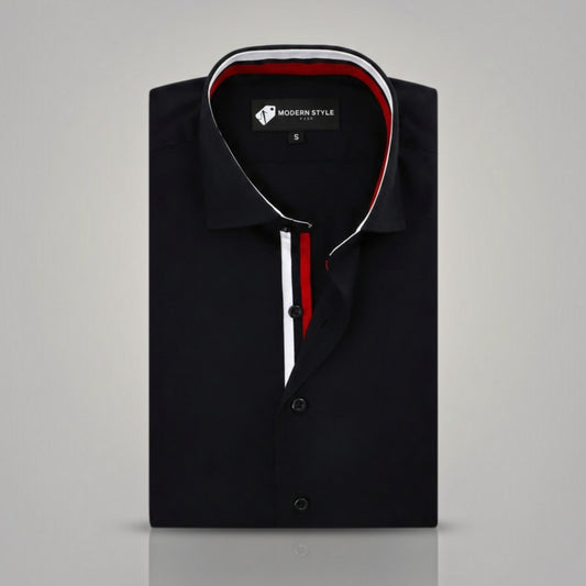 Black Liner French Contrast Formal Shirt for Men