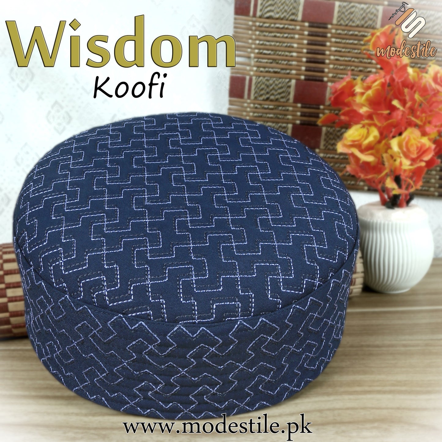 Wisdom Embriodered Prayer Islamic Koofi Hat For Men