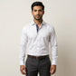 White Formal Shirt with Navy Contrast for Men