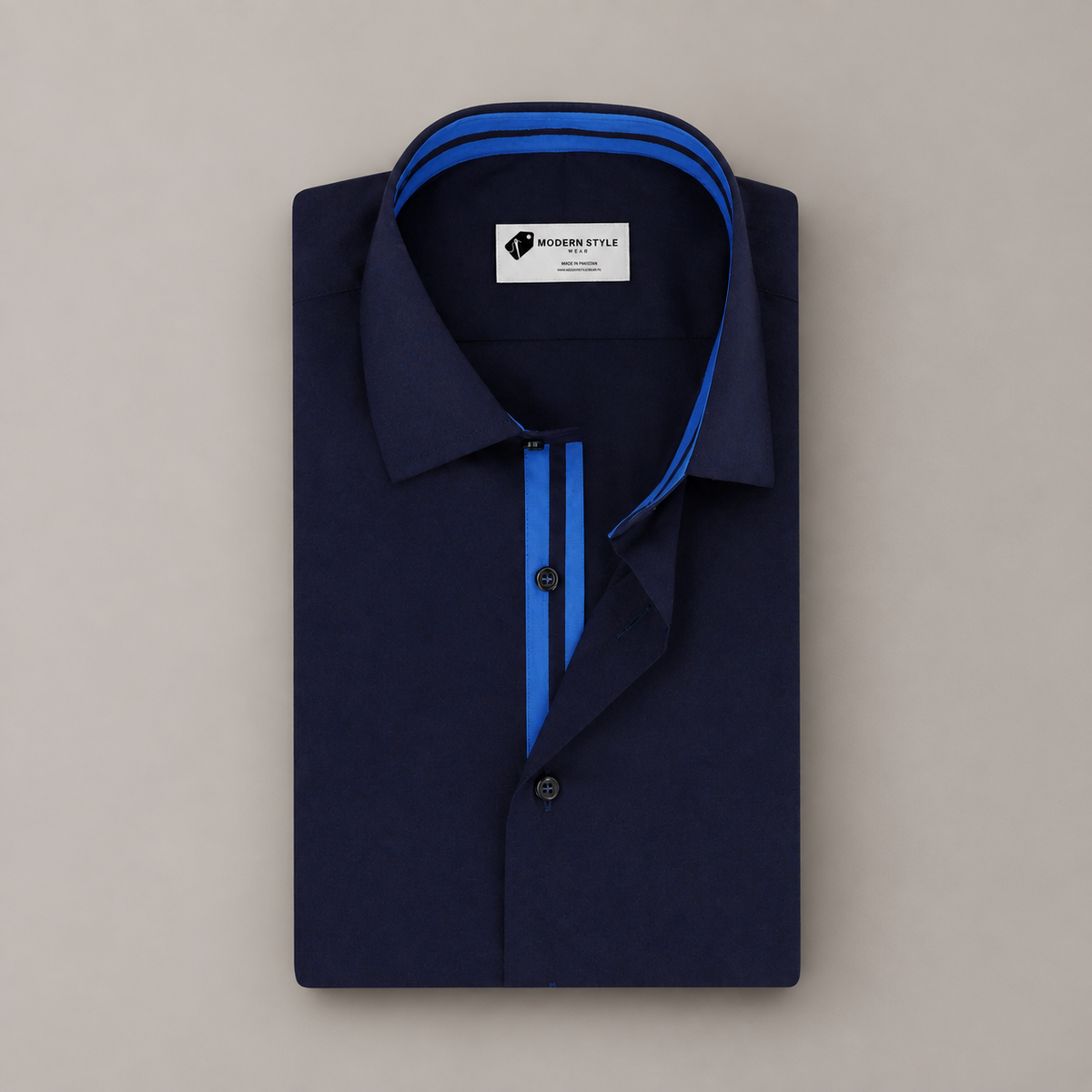 Navy Blue Executive Shirt with Inlay Contrast