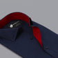 Premium Navy Blue With Red Inlay Casual Shirt