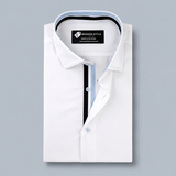 White Executive Shirt with Black & Sky Blue Contrast