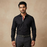 Black Liner French Contrast Formal Shirt for Men