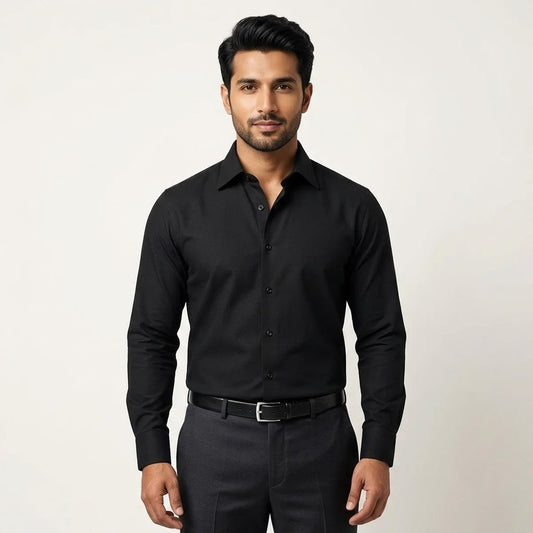 Men's Premium Black Solid Formal Shirt