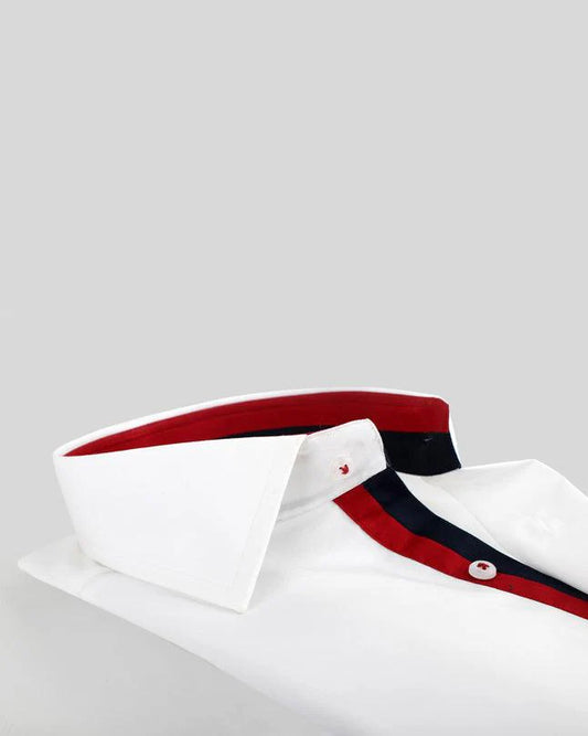 White Formal Shirt for Men with Contrast Placket