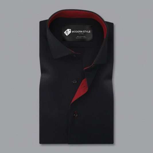 Premium Black With Red Inlay Casual Shirt