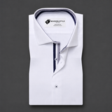 White Contrast Placket Formal Shirt