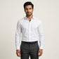 Classic White Formal Shirt for Men with Navy Inner Collar