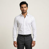 Classic White Formal Shirt for Men with Navy Inner Collar