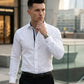White Executive Shirt with Black & Sky Blue Contrast