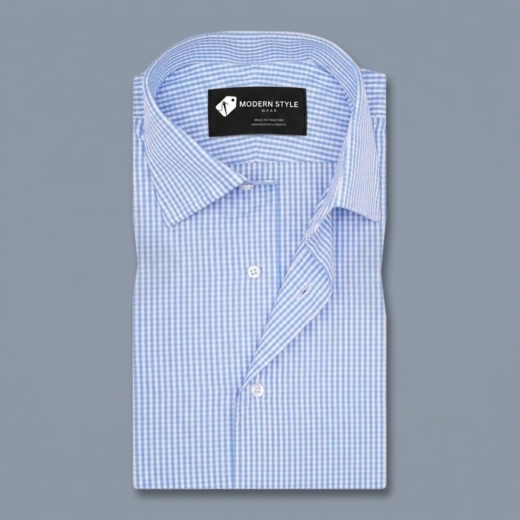 Executive Light Blue Micro Check Formal Shirt
