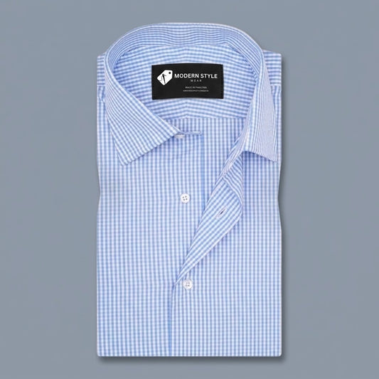Executive Light Blue Micro Check Formal Shirt