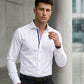 White Contrast Placket Formal Shirt