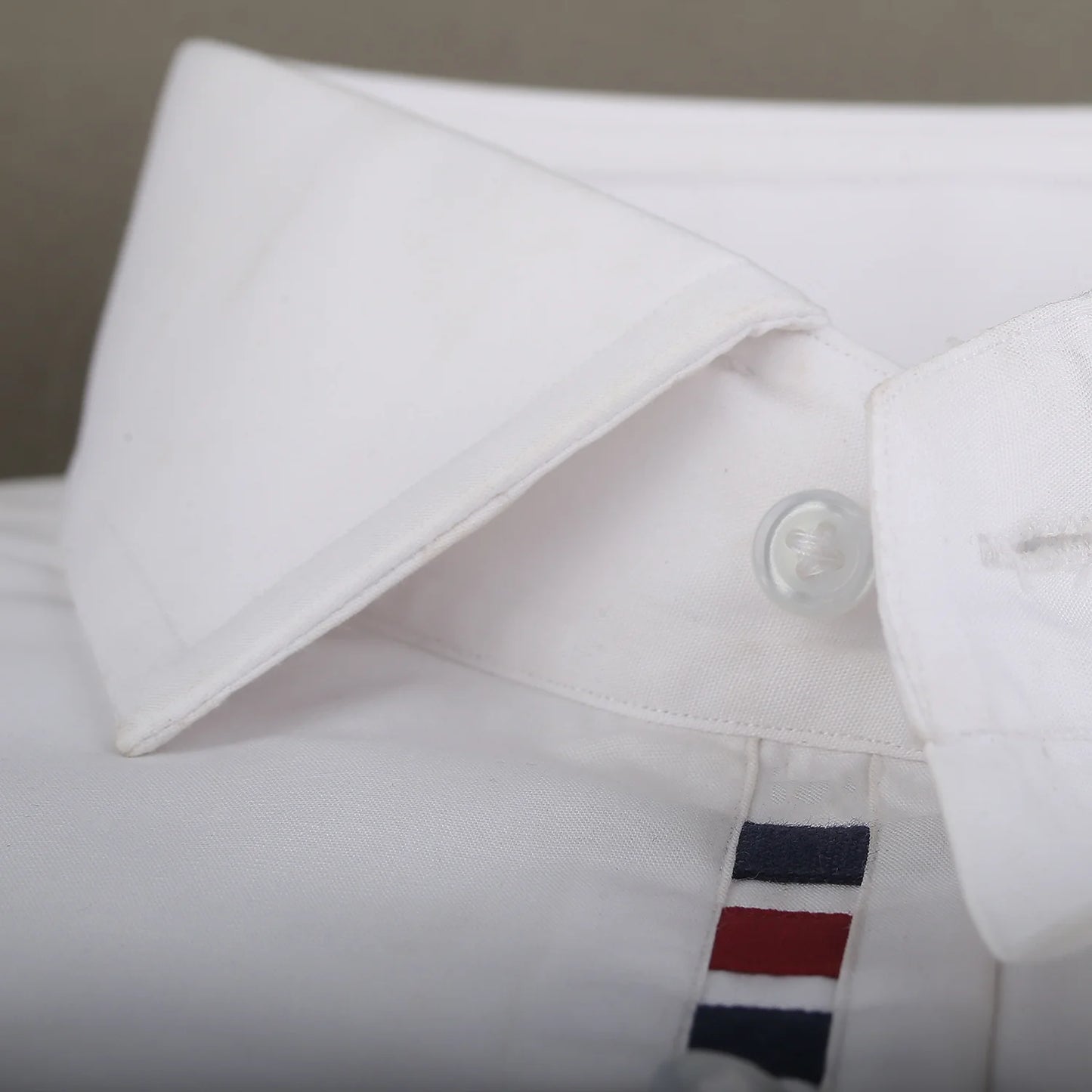 White Formal Shirt for Men with Red and Navy Placket