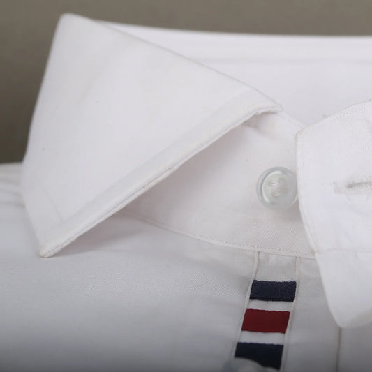 White Formal Shirt for Men with Red and Navy Placket