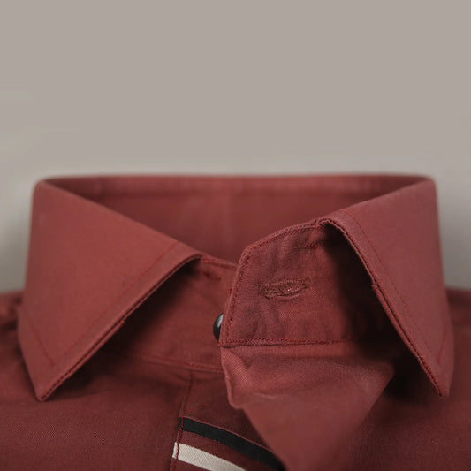 Rust Brown Formal Shirt for Men with Contrast Placket