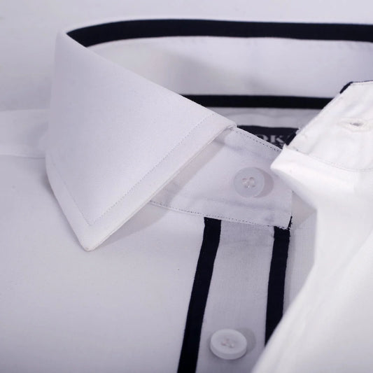 White Formal Shirt for Men with Navy Contrast Placket