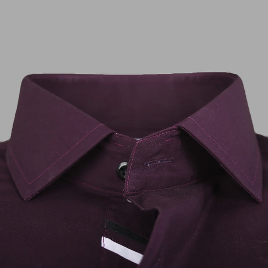 Plum Purple Formal Shirt for Men with Contrast Placket