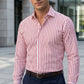 White and Red Vertical Stripes Semi Formal Shirt