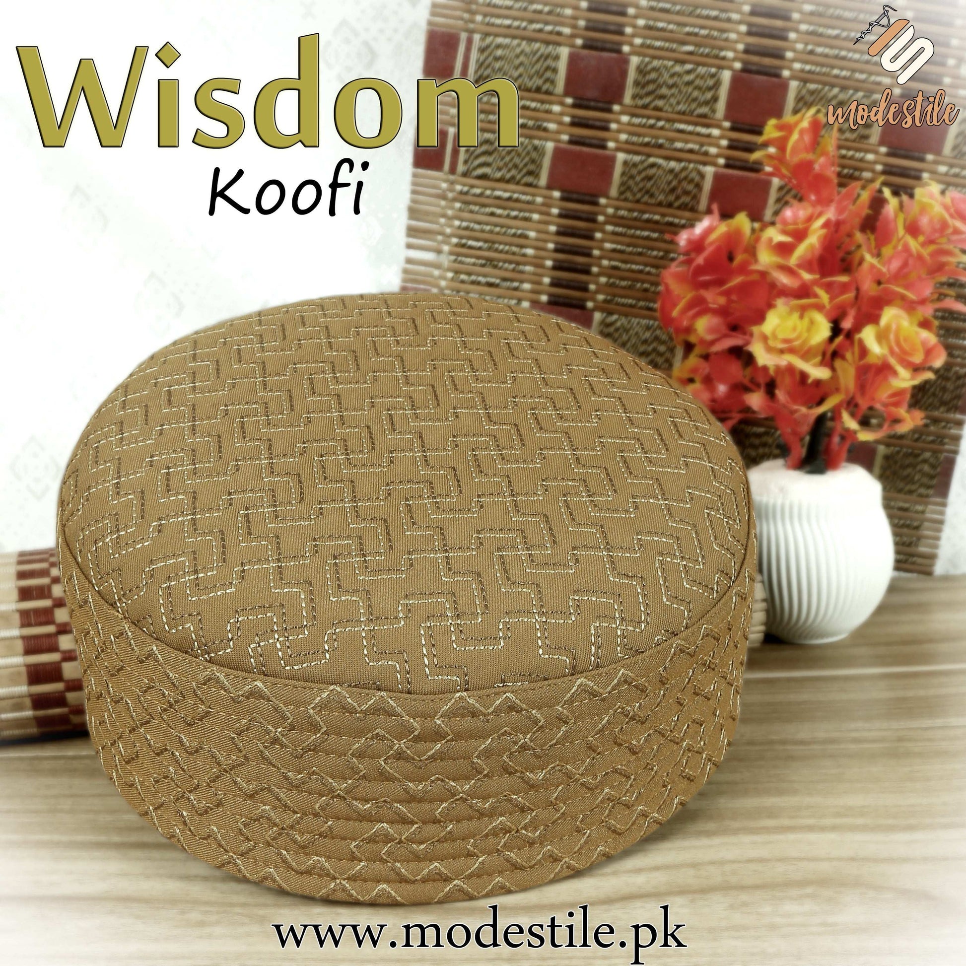 "Modestile Wisdom  Embriodered Prayer Islamic Kufi Hat For Men's Traditional Headwear"