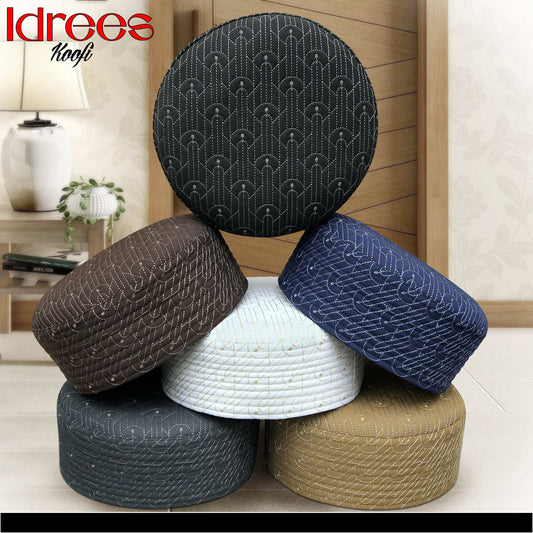 "Men’s Premium Idrees Kufi – Traditional Embroidered Muslim Prayer Hat Modestile"
