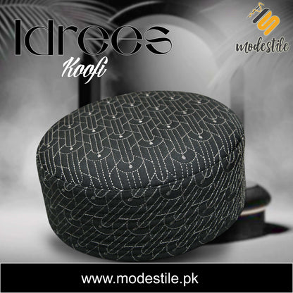 "Men’s Premium Idrees Kufi – Traditional Embroidered Muslim Prayer Hat"