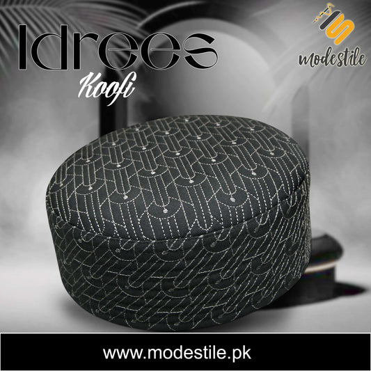 "Men’s Premium Idrees Kufi – Traditional Embroidered Muslim Prayer Hat"