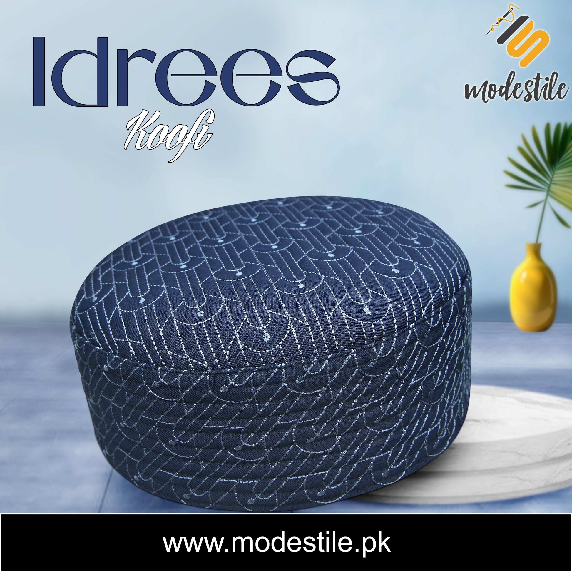 "Men’s Premium Idrees Kufi – Traditional Embroidered Muslim Prayer Hat"