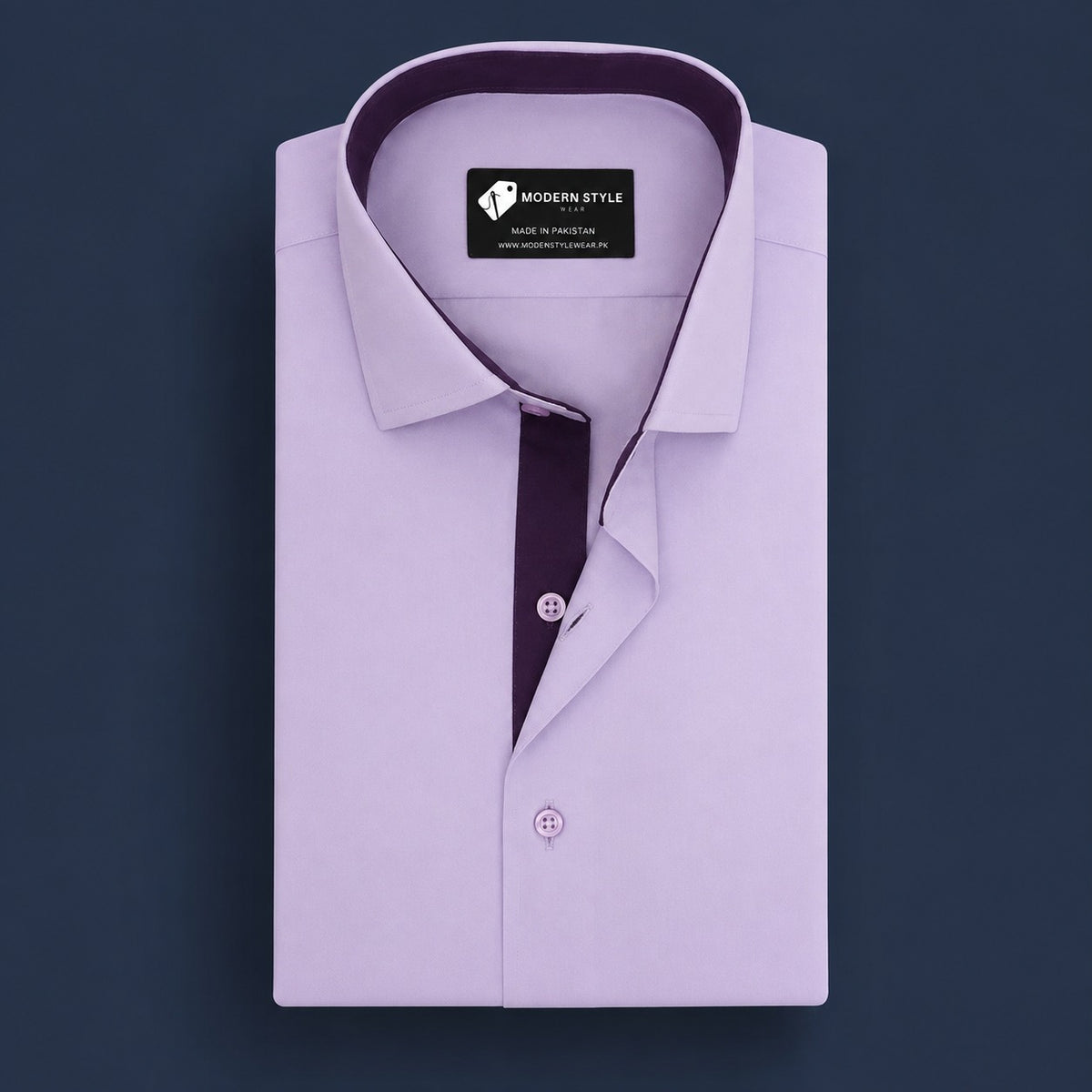 Light Purple Formal Shirt with Inlay Contrast