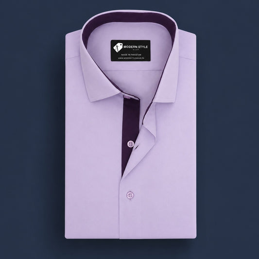 Light Purple Formal Shirt with Inlay Contrast