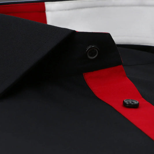 Black Inlay Formal Shirt for Men