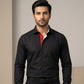 Black Inlay Formal Shirt for Men