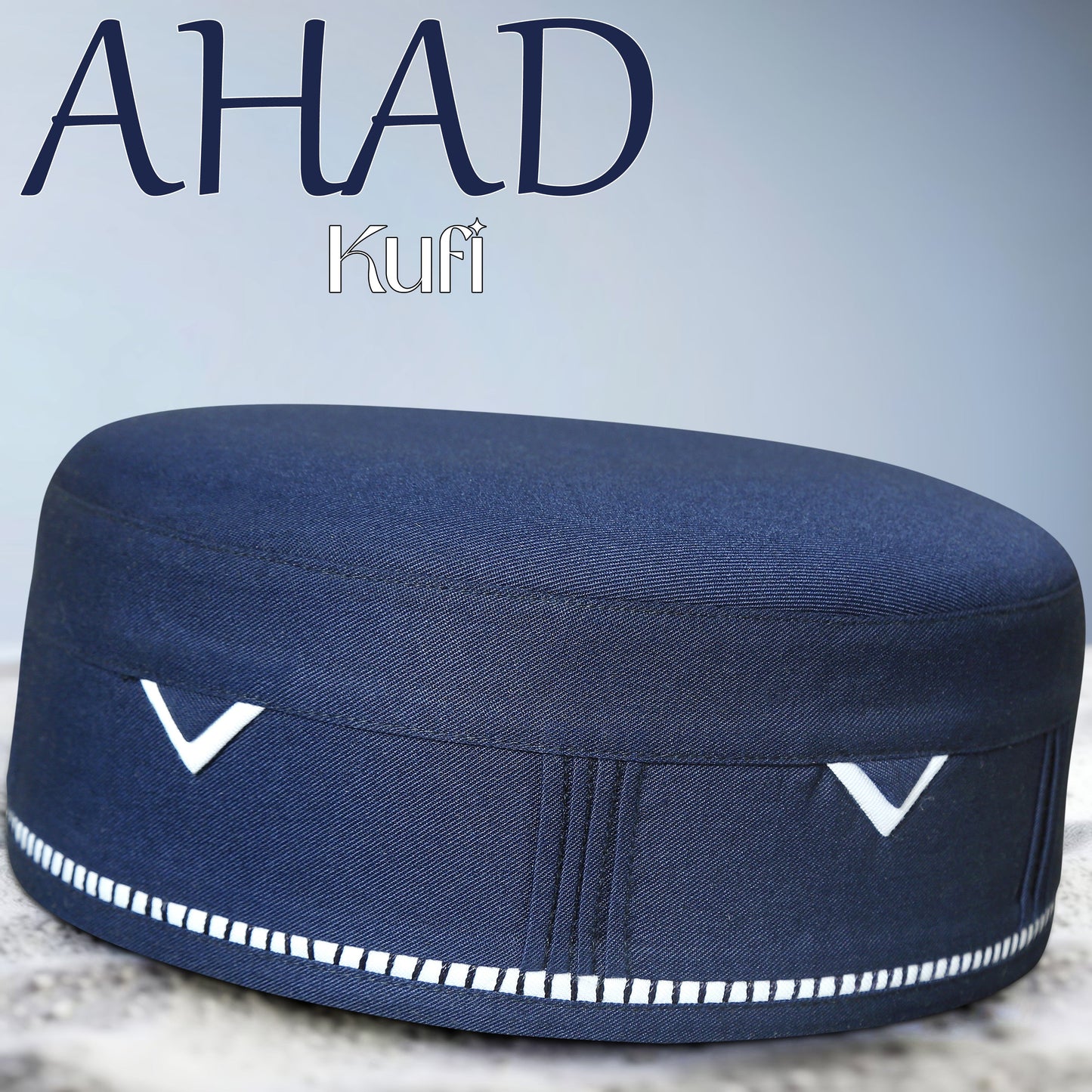 Ahad Kufi Islamic Prayer Cap for Men Premium Polyester Cotton Muslim Cap High Quality Salah Topi