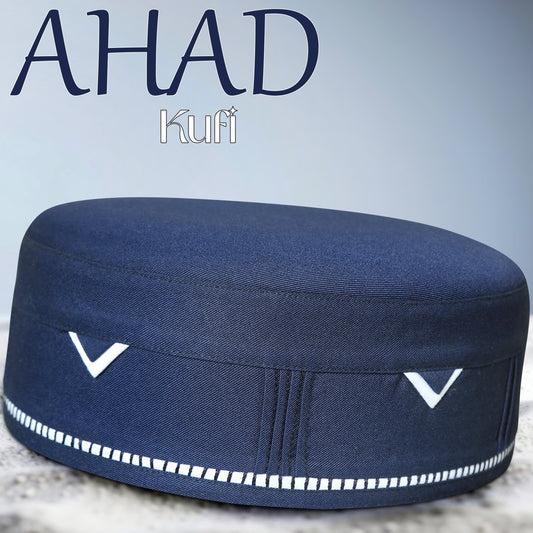 Ahad Kufi Islamic Prayer Cap for Men Premium Polyester Cotton Muslim Cap High Quality Salah Topi