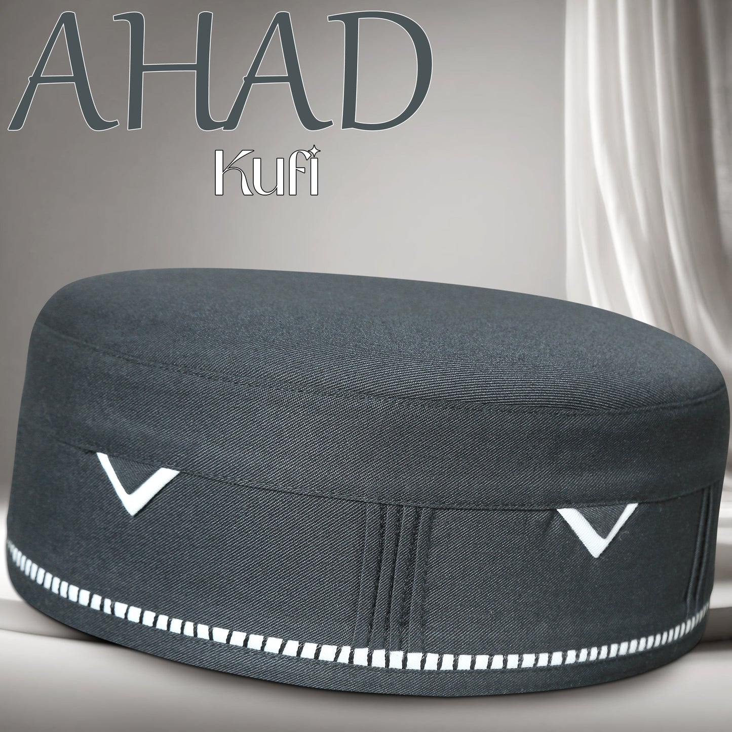 Ahad Kufi Islamic Prayer Cap for Men Premium Polyester Cotton Muslim Cap High Quality Salah Topi