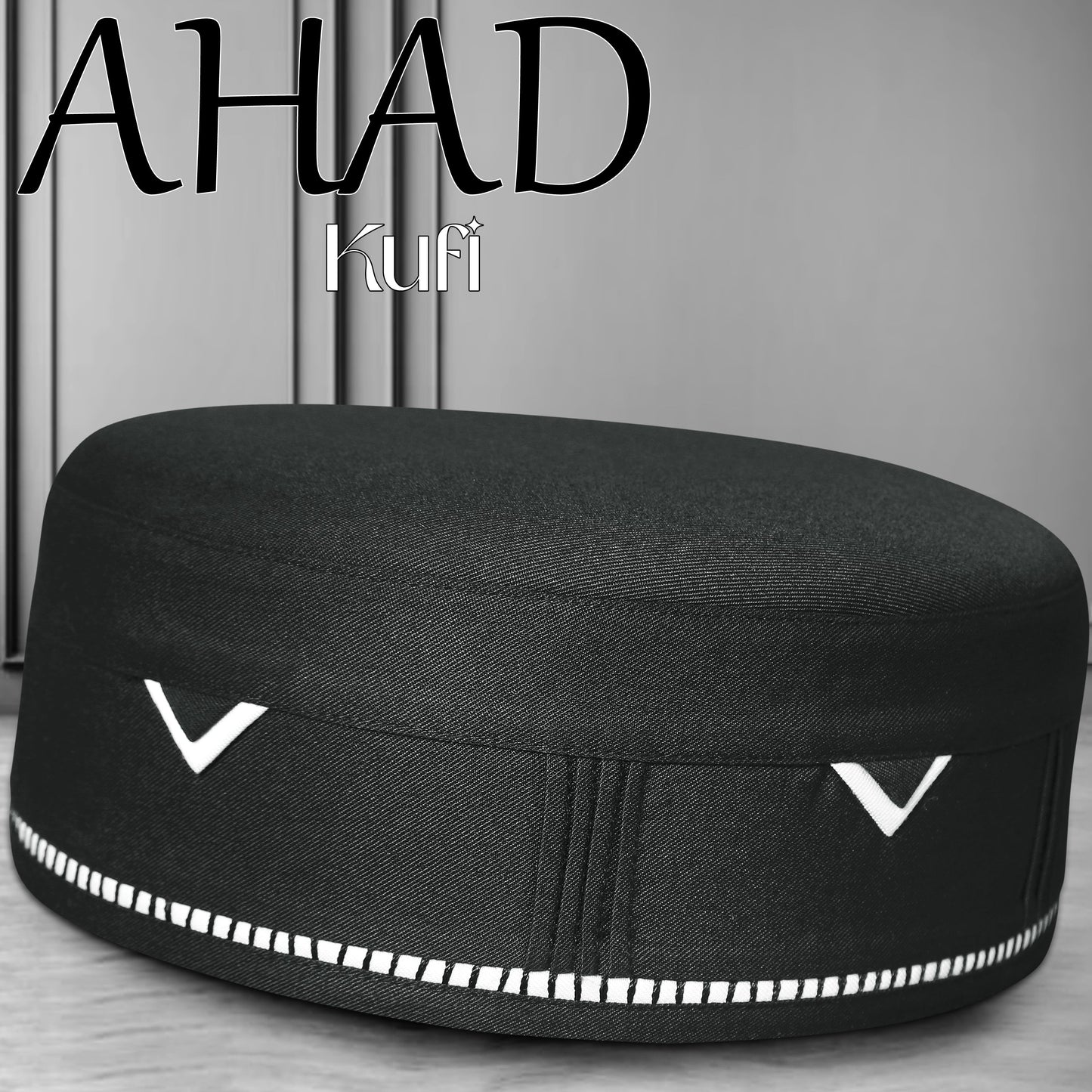 Ahad Kufi Islamic Prayer Cap for Men Premium Polyester Cotton Muslim Cap High Quality Salah Topi