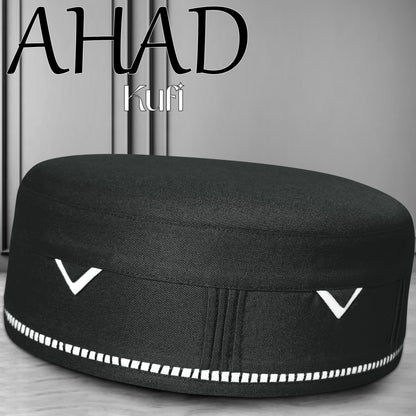Ahad Kufi Islamic Prayer Cap for Men Premium Polyester Cotton Muslim Cap High Quality Salah Topi