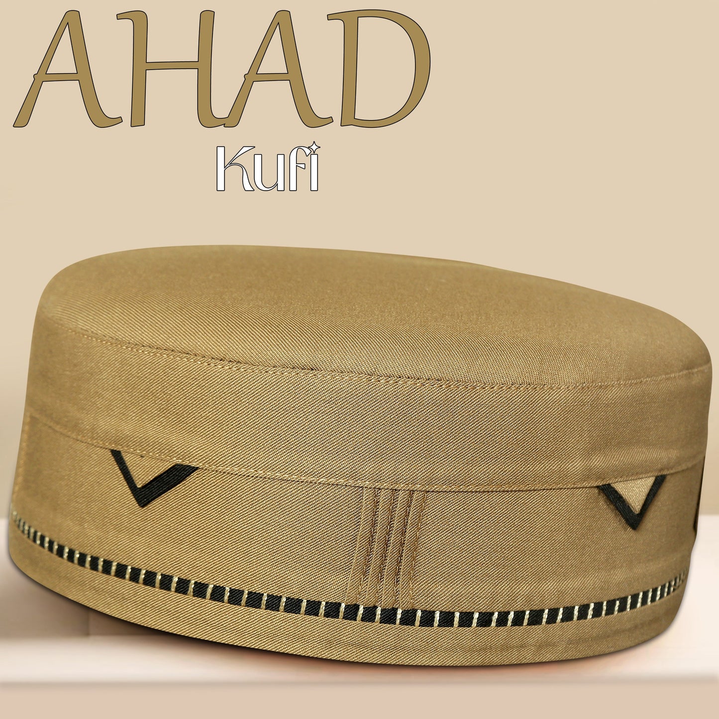 Ahad Kufi Islamic Prayer Cap for Men Premium Polyester Cotton Muslim Cap High Quality Salah Topi