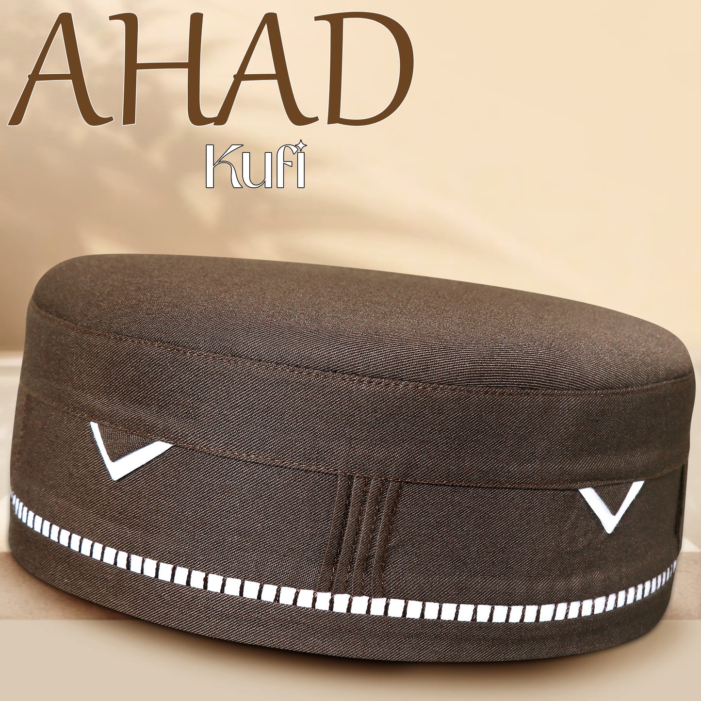 Ahad Kufi Islamic Prayer Cap for Men Premium Polyester Cotton Muslim Cap High Quality Salah Topi