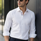 White Formal Shirt for Men with Red and Navy Placket