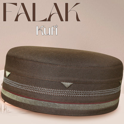 Falak Kufi Islamic Prayer Cap for Men Premium Polyester Cotton Muslim Cap High Quality Salah Topi