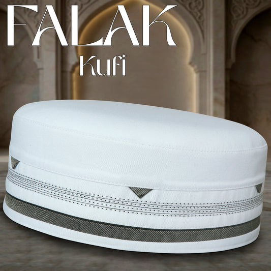 Falak Kufi Islamic Prayer Cap for Men Premium Polyester Cotton Muslim Cap High Quality Salah Topi
