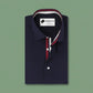 Casual Royal Blue Shirt with Contrast Inlay