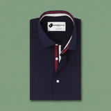 Casual Royal Blue Shirt with Contrast Inlay