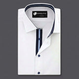 Premium White Formal Shirt with Contrast Placket